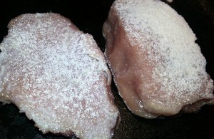 Pork with mayo and oatmeal