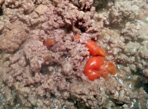 Browned ground beef with scotch bonnet